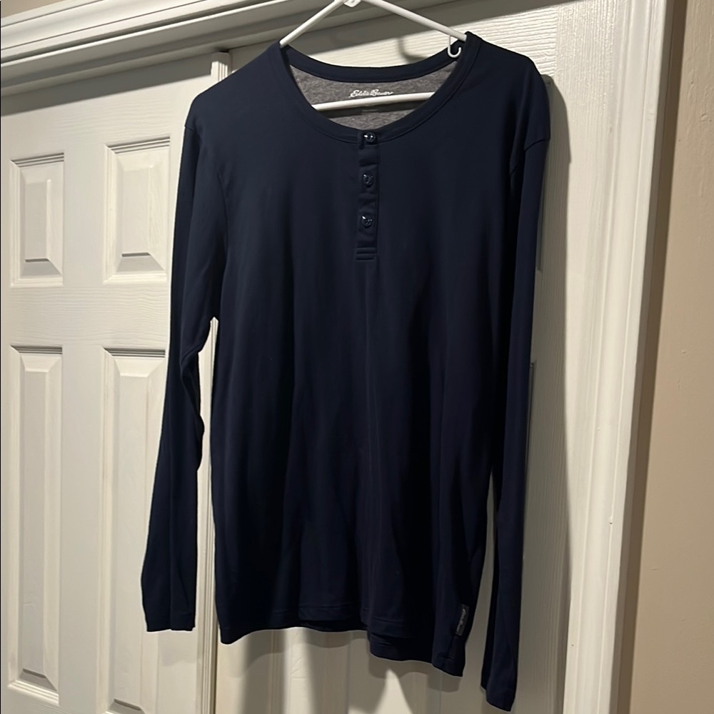 Eddie Bauer Navy Long Sleeve Henley Shirt